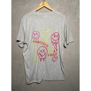 Womens Positive Vibes 100% Cotton T-Shirt Top Gray Size Medium‎